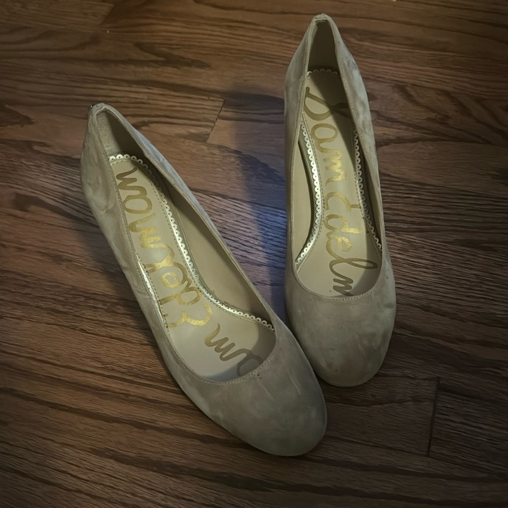 Tan suede Sam Edelman block heels